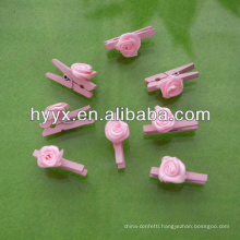 Cute Wooden Peg With Pink Flower